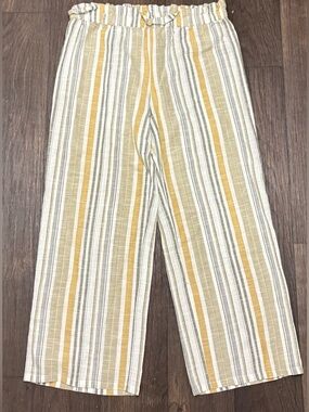Mlle Gabrielle Striped Wide Leg Pants XL Paperbag Waist Lightweight Summer